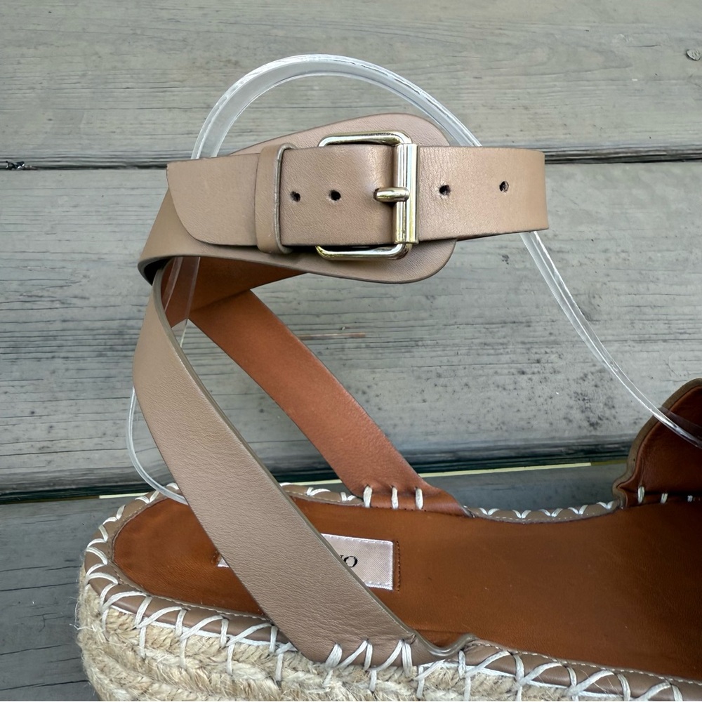 Valentino Garavani Brown Suede Peep Toe Ankle Strap Platform Espadrilles size 40 - Picture 10 of 13